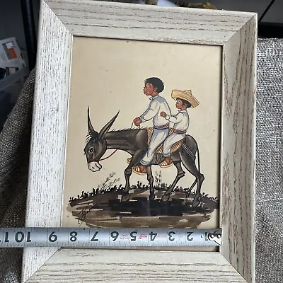 Vintage Mexican Folk Art Signed Painting. Childrens Donkey • $75