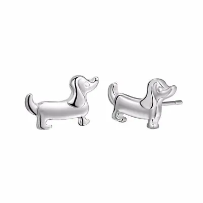 £4.99 • Buy Silver Sausage Dog  Dachshund Doxie Weeiner Cute Pet Stud Earrings Gift Uk 