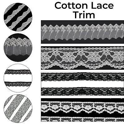 Quality Cotton Lace Trim Ribbon 1/2/3/4/5m For Gowns Lingerie Edge Craft DIY • £9.78
