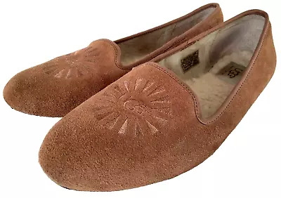 UGG Flats Alloway Women's Brown Chestnut Suede Sheepskin Slip On Size 9 #1001632 • $54.25