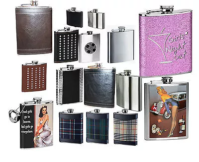 £6.99 • Buy Hip Flask Stainless Steel Leather Tartan Designer Liquor Christmas Whiskey Gift 