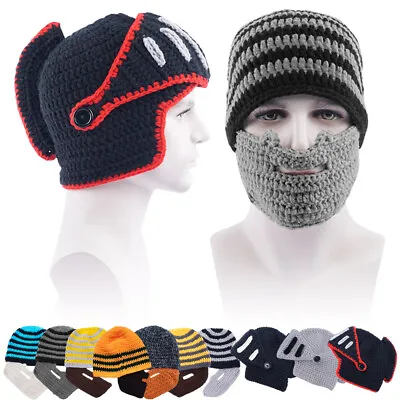 £4.99 • Buy Novelty Winter Men Winter Warm Knitted Beanie Beard Hat Ski Face Mask Detachable