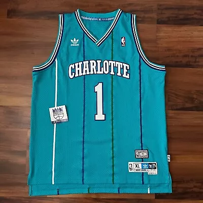 NBA Adidas HWC Charlotte Hornets Muggsy Bogues Swingman Jersey Men Sz XL • $95