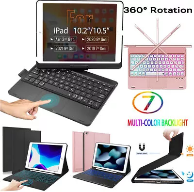 For Apple IPad 9th 8th 7th Generation Backlit Touchpad Keyboard Stand Case Cover • £34.99