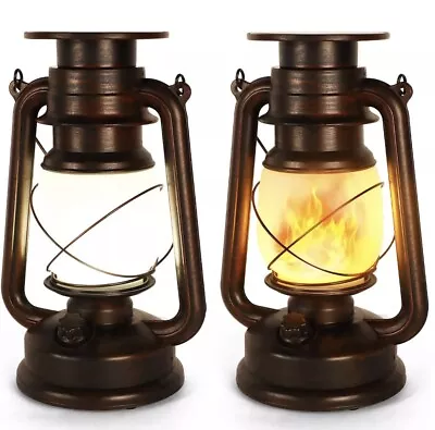 Solar Lantern Hanging Lights Dancing Flame Vintage Waterproof Camping Lamps • $17.29
