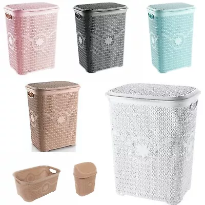 Large Plastic Laundry Bin Clothes Washing Basket Hamper Toilet Brush Dustbin • £13.99