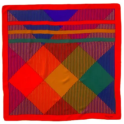 LOJA DAS MEIAS USBOA CHECK MULTI COLOR LARGE Silk Scarf 34/33 In #A120 • $23.10