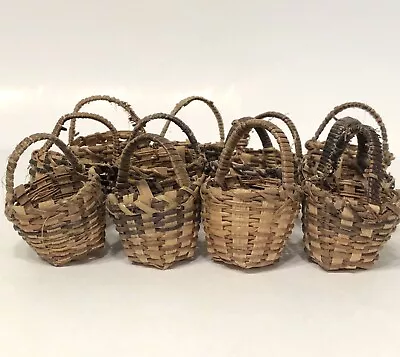 Lot Of 12 Miniature Basket Straw Wicker Woven W/ Handles Dollhouse Crafts Decor • $14.99