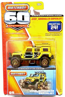 Matchbox 60th Anniversary Jeep Wrangler Superlift 1/64 Yellow NIB • $24.98