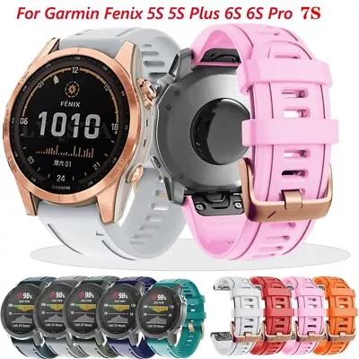 Quickfit Strap For Garmin Fenix 7S 6S Pro 5S Silicone Watch Band Rosegold Buckle • $8.51