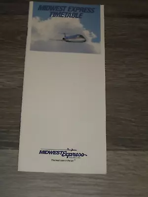 Vintage Midwest Express Airline System Timetable May 1 1990 New Old Stock • $5.53