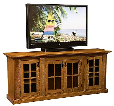 Amish 78  Mission Weston TV Console Cabinet Solid Wood Glass Doors • $3299