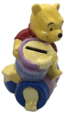 Winnie The Pooh Bank Pooh Sitting On Hunny Munny Pot Coin Bank 8”x5.5” • $16.99