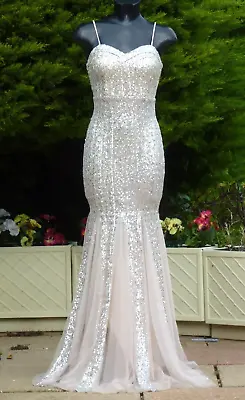 Kalinnu Sequin Maxi Dress Size S 08 - 10 UK Evening Wedding Cruise PROM Party • £59.99