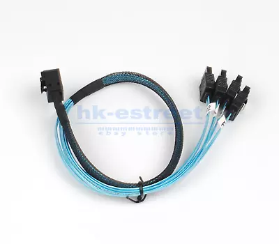 Mini SAS SFF-8643 To 4 SATA 7pin Hard Disk 6Gbps Data Raid Cable Convertor 50CM • $11.94