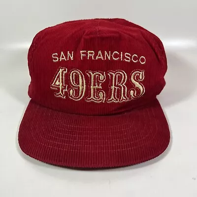 $29.98 • Buy Vintage San Francisco 49ers SF Script NFL Corduroy Red Snapback Trucker Hat READ