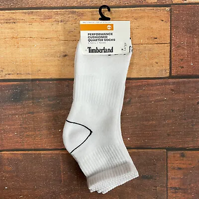 Timberland Men's White Quarter Crew Socks (3 Pairs) Size Large • $25.49