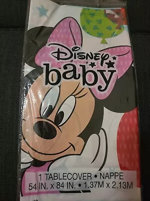 NIP Disney Baby Plastic Tablecover Table Cloth 54  X 84  Minnie Mouse • $7.99