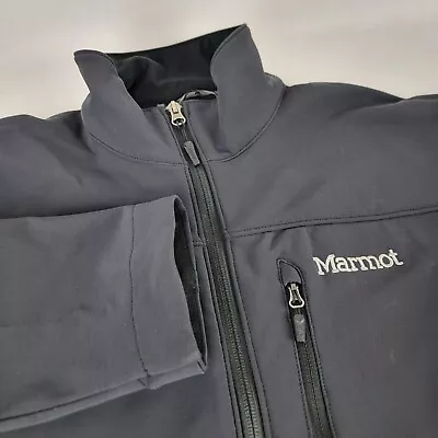 Marmot Jacket Mens S/M Black Softshell Full Zip Mock Neck Windbreaker Lined • $22.99