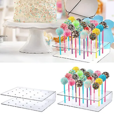 2Pcs 20 Hole Clear Lollipop Display Stand Acrylic Cake Pop Stand Candy Holder√ • £9.83