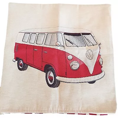 Handmade VW Kombi Van Tapestry Cushion Cover 44x 44 Cm Reversible Red Polka Dot  • $29