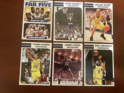 Custom Set Of 6 Michigan Fab Five Basketball Sports Cards • $17.50