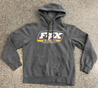 Fox Racing Hoodie Adult Medium Gray Racing Motorsports Ringer Pullover Mens 2018 • $26.21