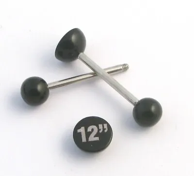 Surgical Steel Logo Tongue Bars 1.6m Straight Barbell Disc Balls Body Jewellery • £2.99