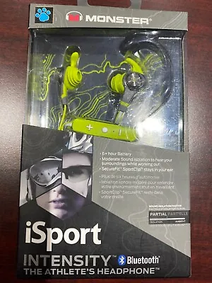 Monster ISport Intensity In-Ear Headphones Bluetooth Wireless Green • $29.99