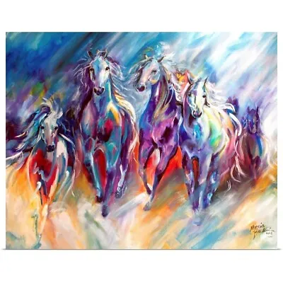 Blue Thunder Run Poster Art Print Horse Home Decor • $34.99