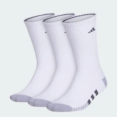 Adidas Men's Cushioned Crew Neck Training Sports Socks White Large 3 Pairs NWT • $15