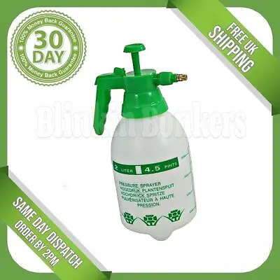 2 Litre Pressure Sprayer Pressurised Garden Hand Pump Bottle Portable Spray • £6.89