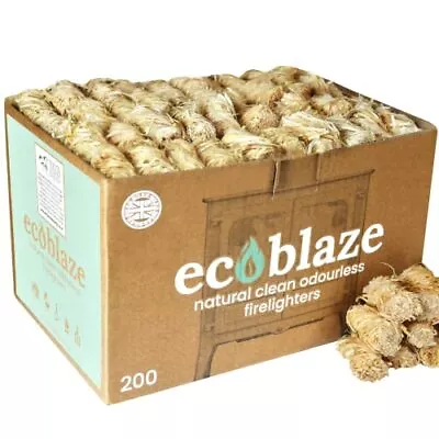 Eco Blaze Natural Firelighters ​​- Wood Wool Fire Lighters For & Log 200 • £16.52