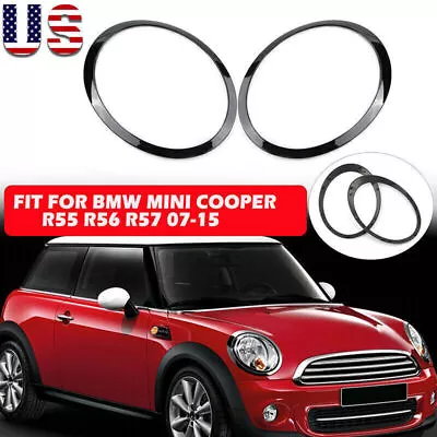 2X Gloss Black Headlight Trim Ring For 2007-2015 Mini Cooper R55 R56 R57 R58 R59 • $24.99