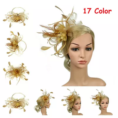 $11.83 • Buy Women Fascinators Hat Feather Flower Headwear Fashion Wedding Party Bridal Tiara