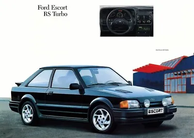 FORD ESCORT MKIV RS TURBO S2 BLACK RETRO POSTER PRINT CLASSIC 80's ADVERT A3 • £5.95