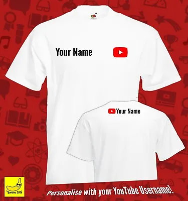 Youtube Personalised T-Shirt Youtuber Channel Top Present Merch Christmas Gift • £8.49