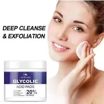 GLYCOLIC ACID 20% PADS Peel Wrinkles Acne Scars Melasma Age Spots 60ct. • $9.99