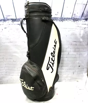 Vintage Titleist Cart Golf Bag - Black  White Leather Style • $141.35