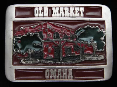 Qb05109 Vintage 1985 **old Market Omaha** Commemorative Pewter Belt Buckle • $15
