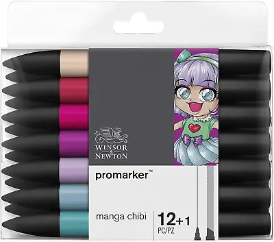 Winsor & Newton ProMarker - Manga Chibi - Set Of 12 Markers Plus Blender Pen • £24.95