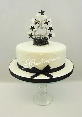 Cake Topper Star Burst Spray Diamante Birthday & Anniversary Numbers Black • £16.99