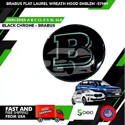 Brabus Front Hood Black Emblem Flat Laurel Wreath Badge AMG Mercedes Benz 57mm • $19.98