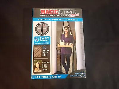  Magnetic Screen Door Magic Mesh Deluxe Hands Free  83  X 39  Black Bug Screen • $7.99