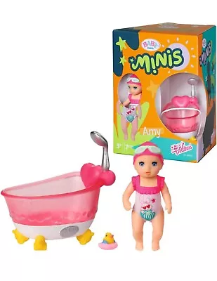 BABY Born Minis Playset Bathtub With Amy 906101 - 6.5cm Doll With Exclusive Acce • £12.99