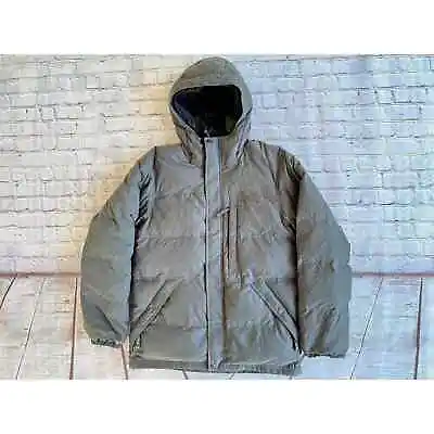 Mens EDDIE BAUER Gray Hooded 650 Goose Down Zip Parka Jacket Medium $299 • $85