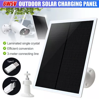 Solar Panel For Security Camera Cam 5W Solar Panel With Micro USB & USB-C Port • £14.99