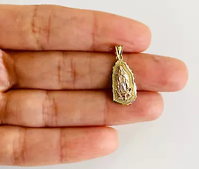 14K Solid Gold Virgin Guadalupe 22mm/0.8  Pendant 14k Gold Virgin Mary- PT1084 • $92.36