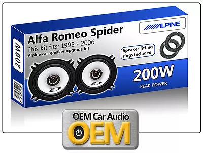 Alfa Romeo Spider Front Door Speakers Alpine Car Speaker Kit + Adapter Pods 200W • £58.99