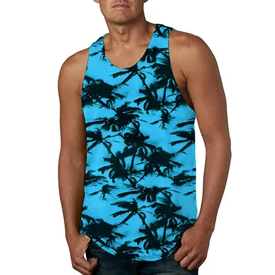 £10.79 • Buy Mens Tropical Print Tank Tops Sleeveless T Shirt Vest Beachwear Hawaiian  ~
